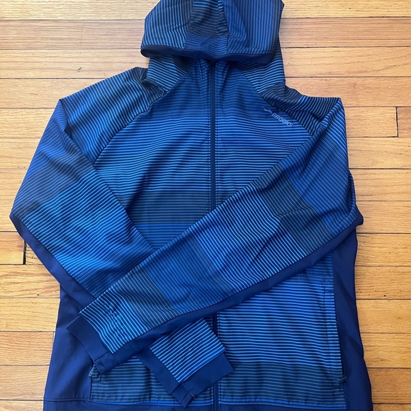 Brooks Canopy Jacket Womens XL Blue Ultra Lightweight Hooded Running Breathable - Picture 1 of 2